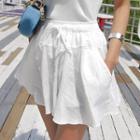 Inset Inner Shorts Drawstring-waist Skirt