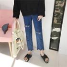 Slashed Straight-leg Jeans