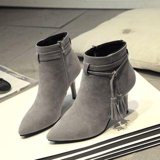 Tassel Detail High Heel Ankle Boots