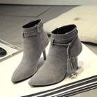 Tassel Detail High Heel Ankle Boots