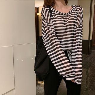 Set: Striped Long-sleeve T-shirt + Boot-cut Pants