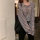Set: Striped Long-sleeve T-shirt + Boot-cut Pants