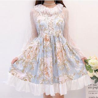 Floral Sleeveless A-line Dress / Lace Top