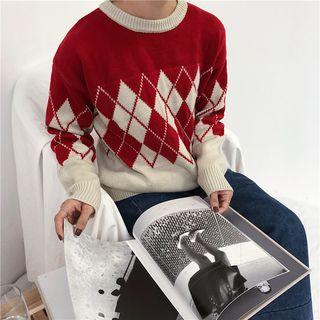 Argyle Pattern Knit Sweater