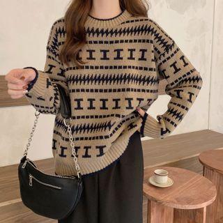 Jacquard Sweater Camel - One Size