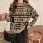 Jacquard Sweater Camel - One Size