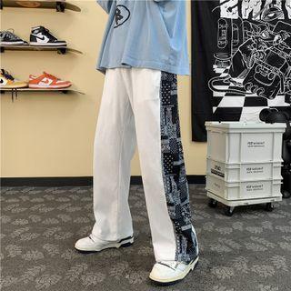 Paisley Panel Corduroy Wide-leg Pants