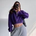 Half-zipper Loose-fit Cropped Pullover