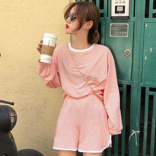Set: Pinstriped Long Sleeve T-shirt + Shorts