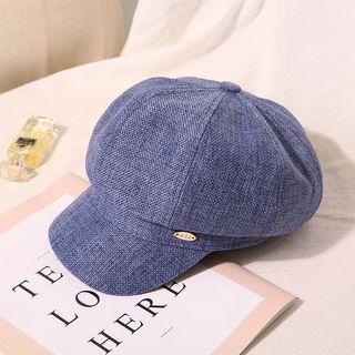 Linen Cotton Plain Navy Octagonal Cap