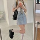 Bow Back A-line Denim Skirt