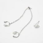 925 Sterling Silver Faux Pearl Chain Earring