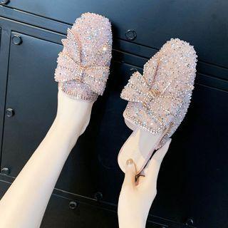Bow Accent Rhinestone Mules