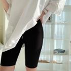 Drawcord-waist Biker Shorts Black - One Size