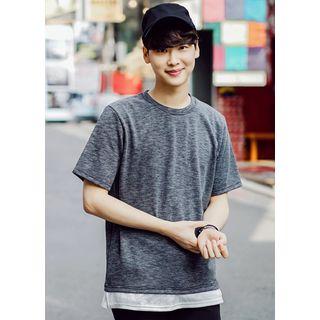 Short-sleeve Layered-hem T-shirt