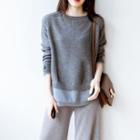 Long Sleeve Round Neck Mock Two Piece Knit Top