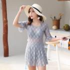 Elbow-sleeve Lace Swimdress