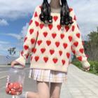 Strawberry Pattern Crewneck Sweater As Shown In Figure - One Size