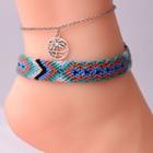 Set: Chained Anklet + Woven Anklet Af126 - One Size