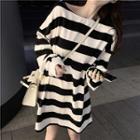 Mini Striped Sweatshirt Dress Stripes - Black & White - One Size
