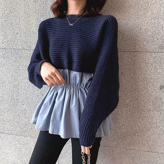 Gathered Waist Panel Sweater