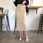 Rib-knit Long H-line Skirt