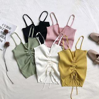 V-neck Knit Drawstring Tank Top