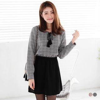 Lace-up Neck Paneled Dress