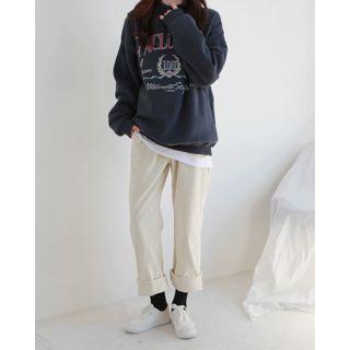 High-neck Lettering Cotton Sweatshirt
