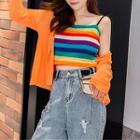 Set: Camisole + Knit Cardigan + Denim Shorts / Jeans