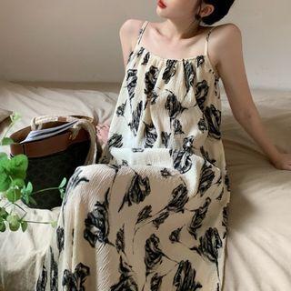 Spaghetti Strap Print Midi Dress Off-white - One Size