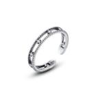 925 Sterling Silver Simple Fashion Geometric Cubic Zirconia Adjustable Open Ring Silver - One Size