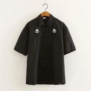 Panda Embroidered Short-sleeve Polo Shirt