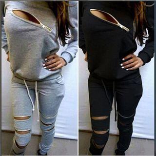 Set: Zip Fleece-lined Pullover + Sweatpants