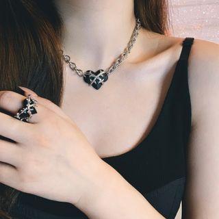 Heart Rattan Pendant Stainless Steel Necklace / Ring / Set