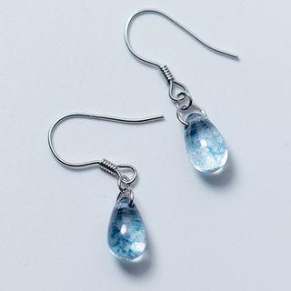 925 Sterling Silver Bead Drop Earring Blue Drop - Silver - One Size