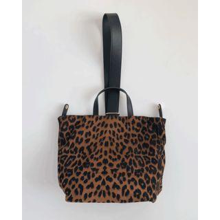 Leopard Faux-suede Versatile Bag Dark Brown - One Size