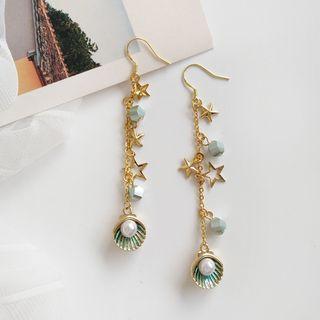 Faux Pearl Shell & Star Dangle Earring