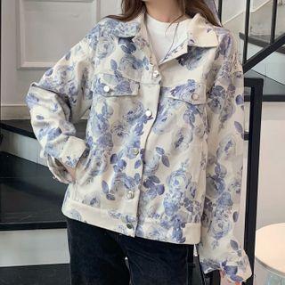Camellia Print Long-sleeve Jacket Camellia - One Size