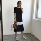 Short Sleeve Pleated Panel Dress