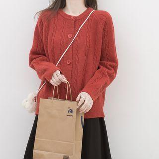 Round Neck Cable Knit Cardigan