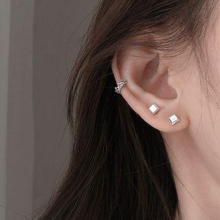 925 Sterling Silver Square Stud Earring 1 Pair - 925 Silver - Square - Silver - One Size