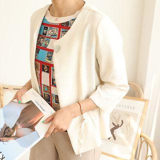 Single-breasted Drawstring-waist Linen Blend Jacket
