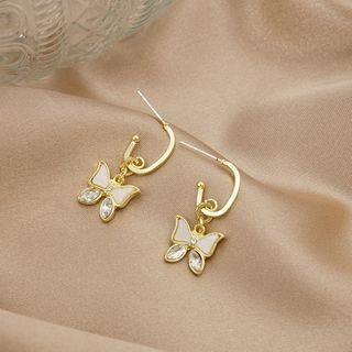 Rhinestone Shell Butterfly Dangle Earring E2082-2 - 1 Pair - As Shown In Figure - One Size