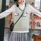 V-neck Panda Knit Vest