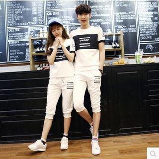 Couple Matching Set: Lettering T-shirt + Capri Pants