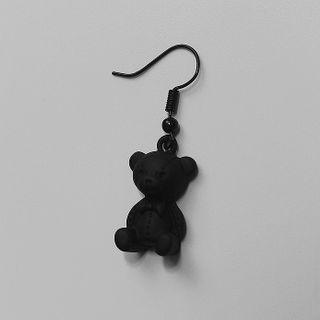 Bear Dangle Earring Black - One Size