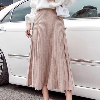 Midi Accordion Pleat A-line Knit Skirt