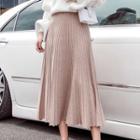 Midi Accordion Pleat A-line Knit Skirt