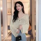 Bell-sleeve Crop Knit Top